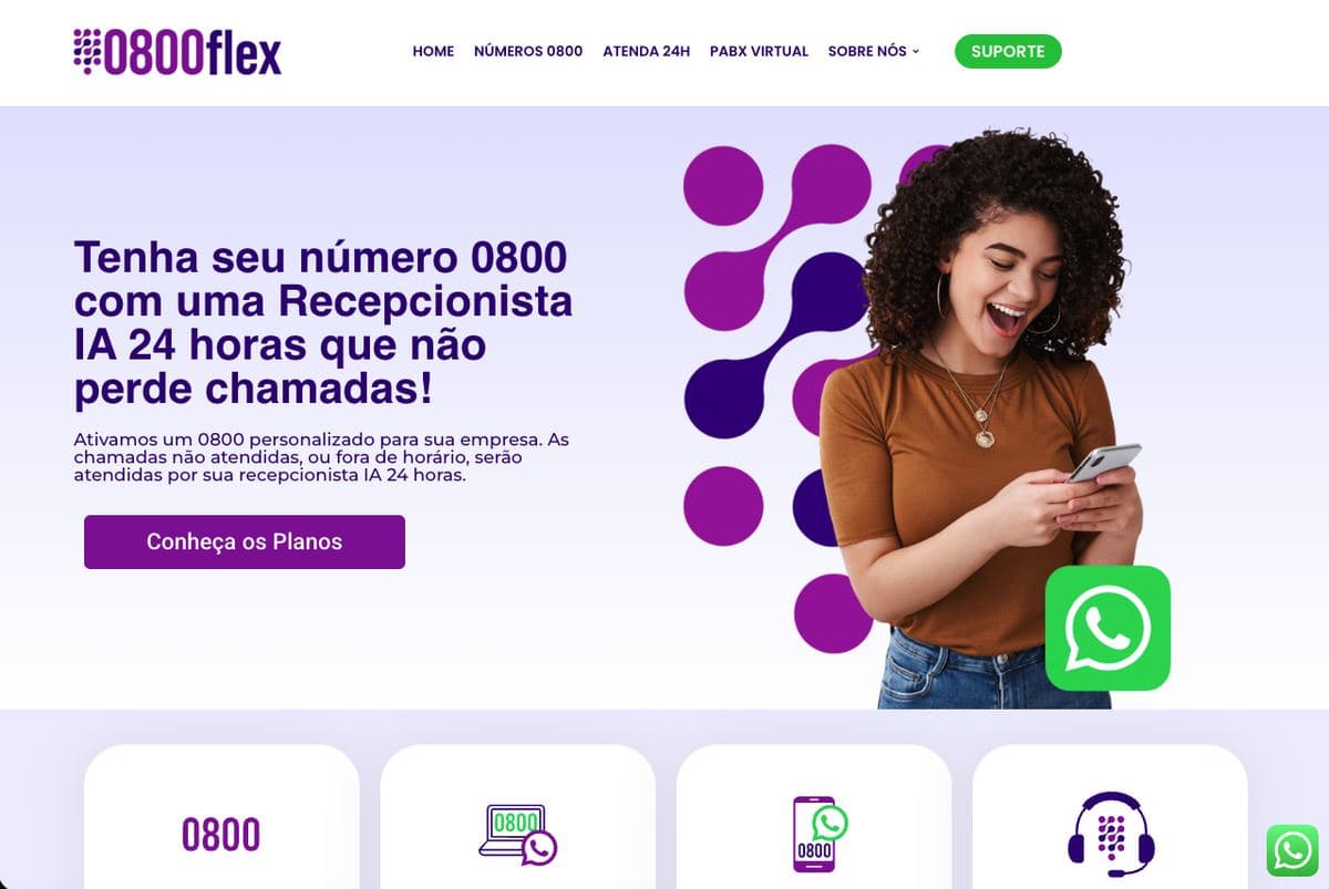 Página dedicada da 0800Flex