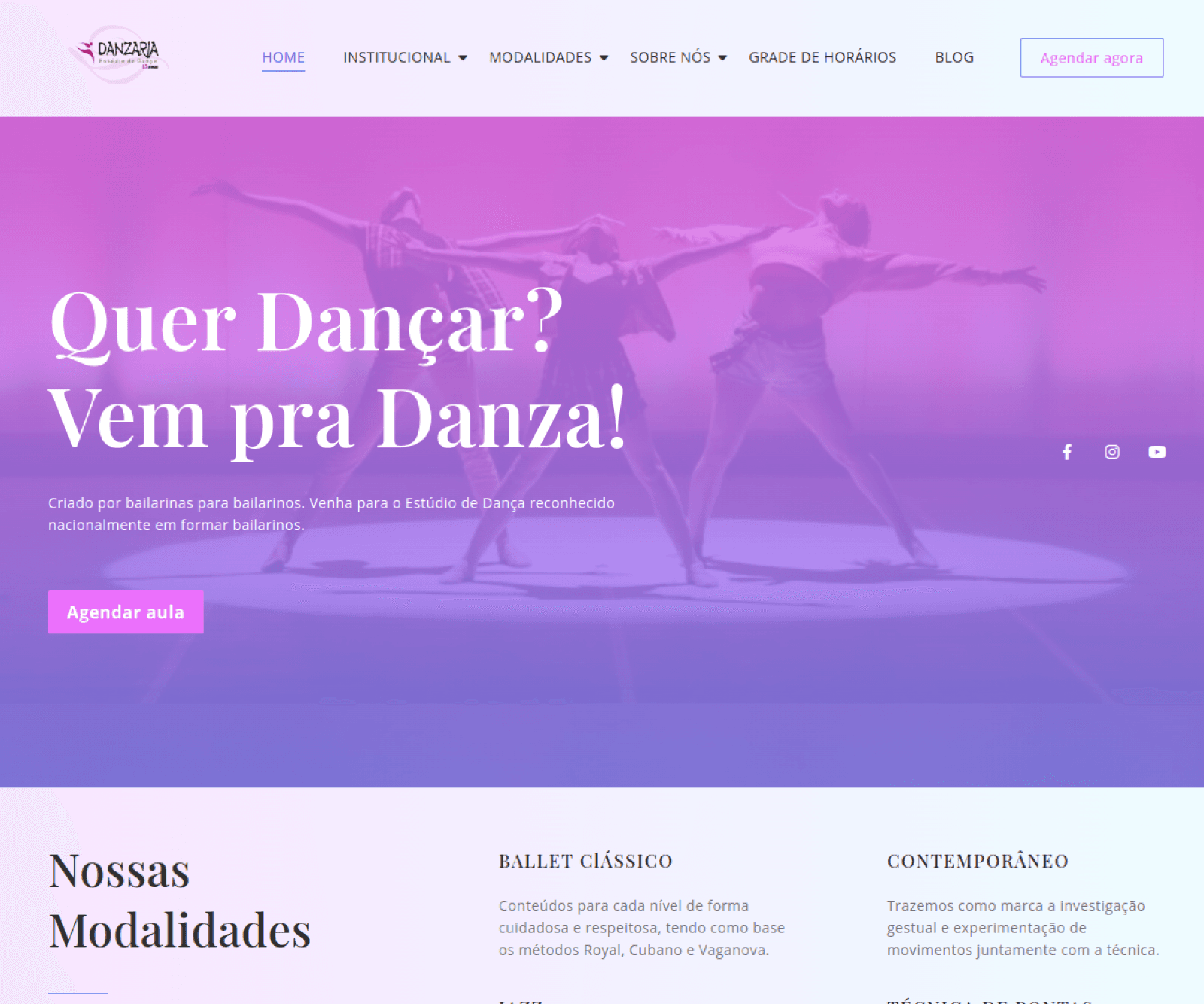 Visual do projeto DANZARIA